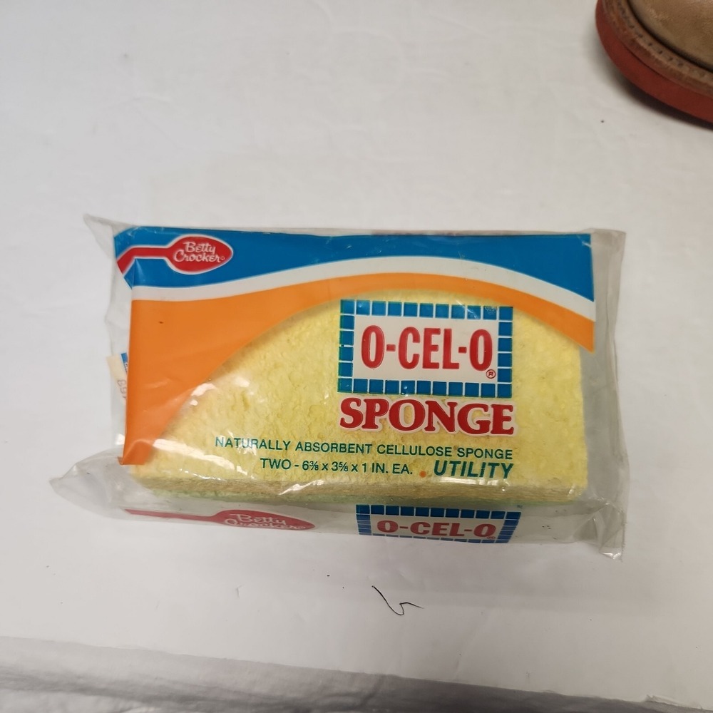Vintage O-Cel-O Sponge - 2 Pads Green And Yellow 6 3/8x 3 5/8 X1